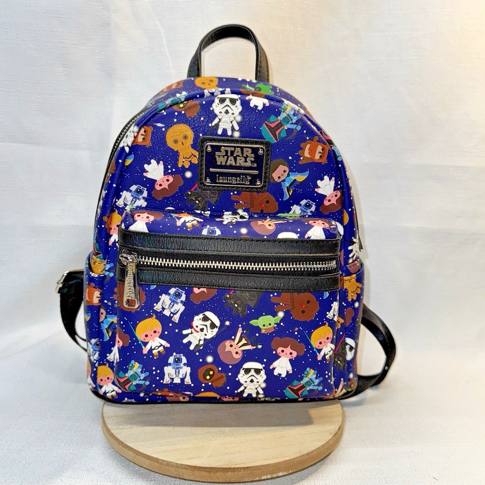 Loungefly‎ Star Wars Mini Backpack Unisex OS Blue Chibi Character Galaxy Print